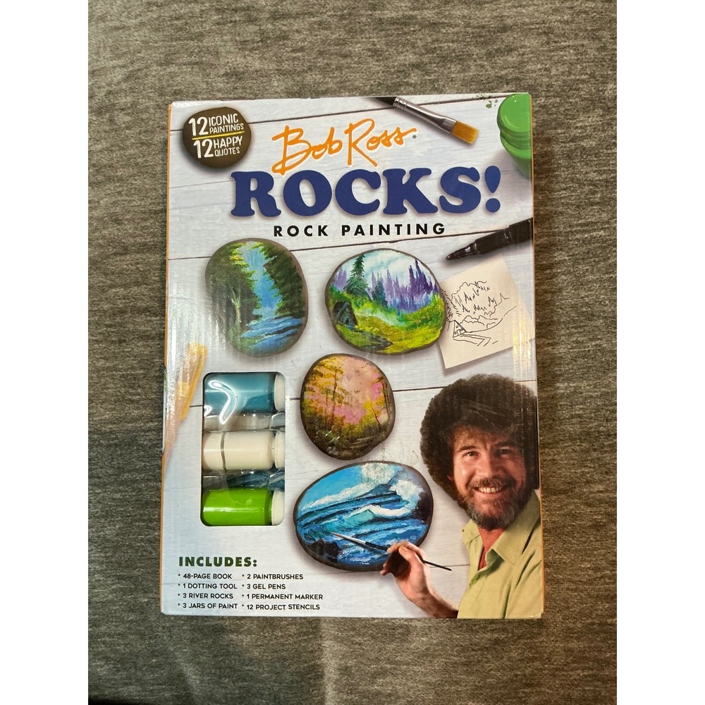 Bob Ross Rocks! Rock Painting Kit Thunder Bay Press New Complete Craft Set